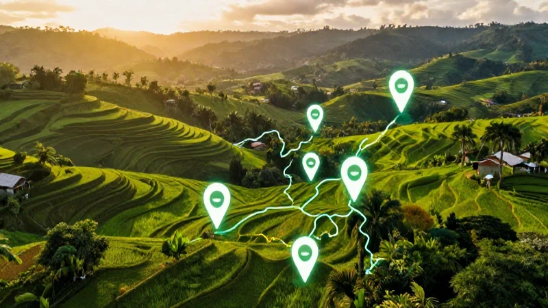 Paisaje Tabasco vibrante con mapa digital dorado