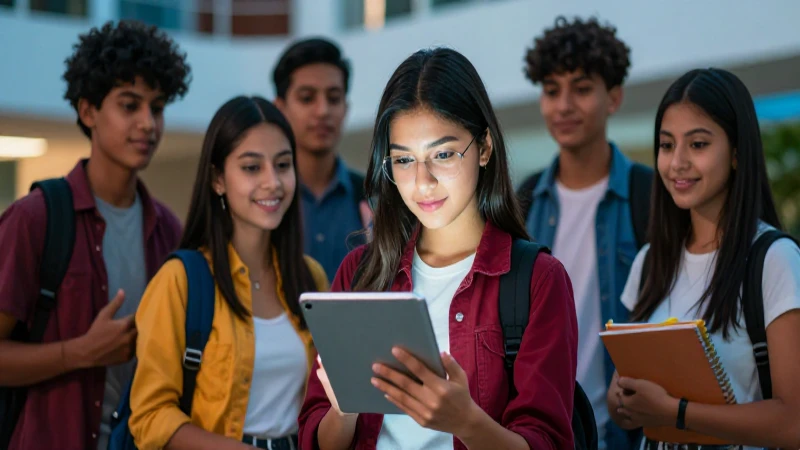 Estudiante moderno usa tablet en campus dinámico