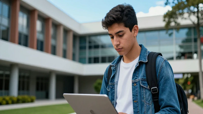 Estudiante mexicano enfocado busca éxito académico