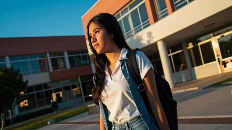 Estudiante mexicano soñador en un campus vibrante
