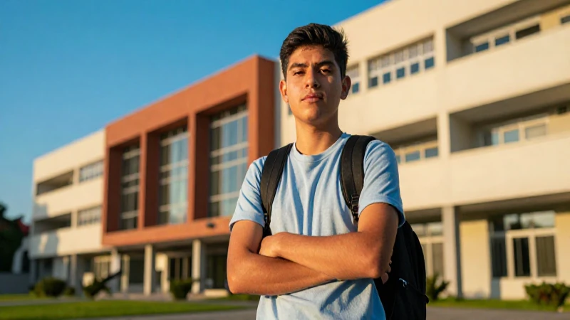 Estudiante mexicano con estilo en campus universitario