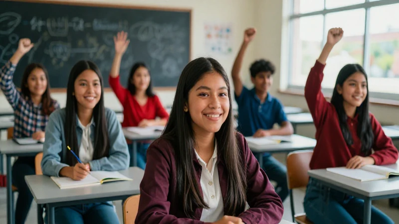 Estudiantes mexicanos felices celebrando éxito académico