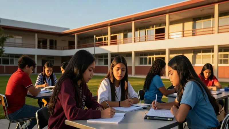 Fotografía vibrante de estudiantes mexicanos aprendiendo