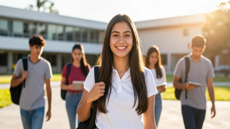 Estudiante mexicano vibrante en campus soleado