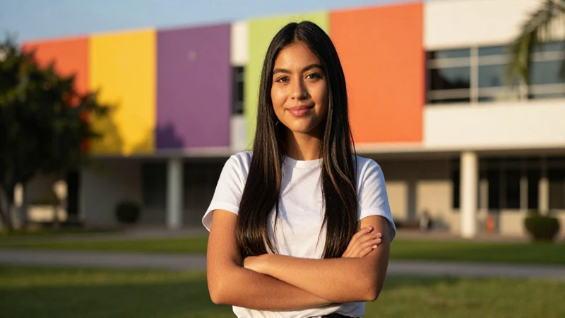 Joven estudiante mexicano con ambiente moderno y luz cálida