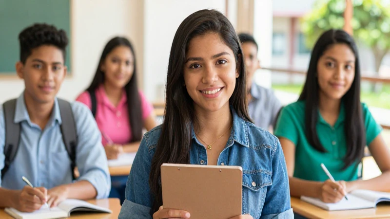 Estudiantes mexicanos exitosos bajo luz brillante
