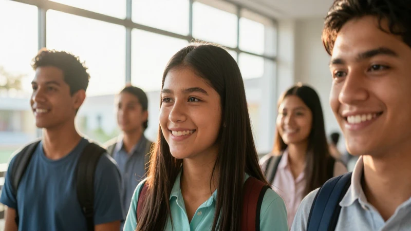 Estudiante mexicano sonriendo bajo luz dorada