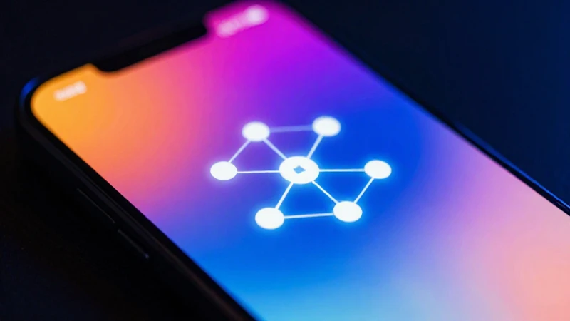 Pantalla de smartphone con ícono de conexión futurista