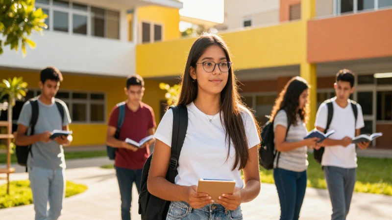 Joven mexicano en campus, estilo cinematográfico