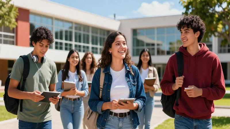 Estudiantes mexicanos exitosos en campus moderno