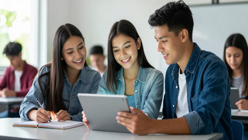 Joven estudiante mexicano sonríe con tableta brillante