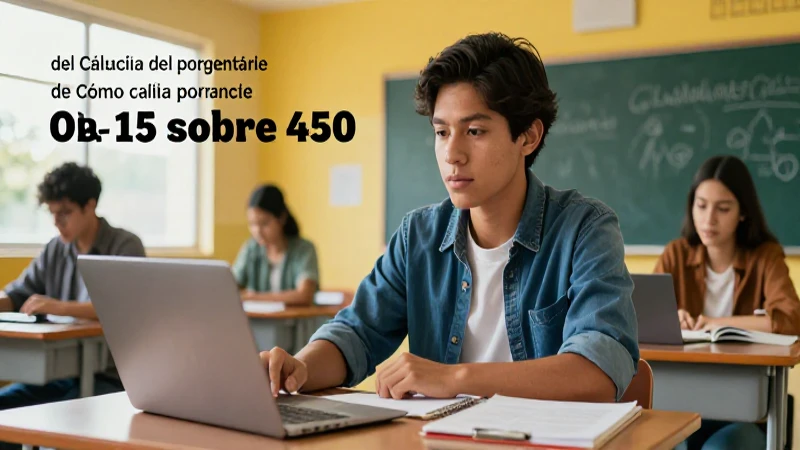 Estudiante resuelve porcentaje en aula moderna