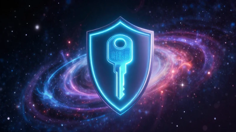 Llave digital segura sobre fondo cósmico brillante