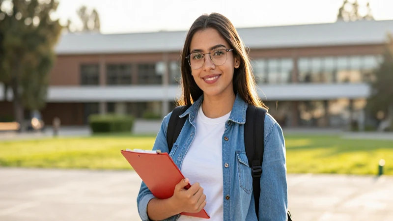 Joven estudiante mexicano en campus universitario