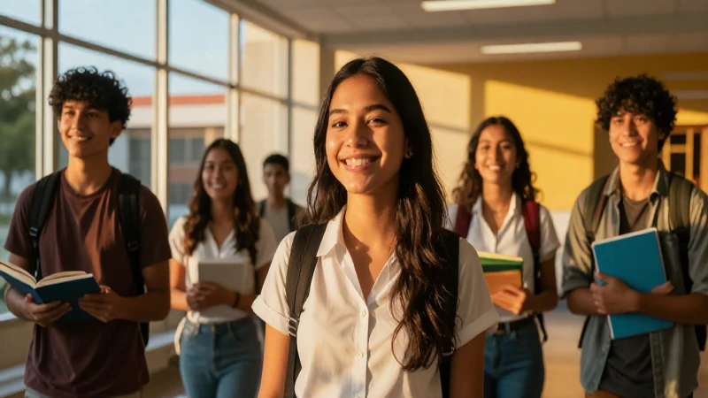 Estudiante mexicano sonriente en universidad moderna