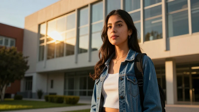 Estudiante mexicano vibrante en luz dorada