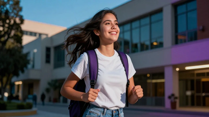 Estudiante mexicano alegre en campus, estilo cinematográfico
