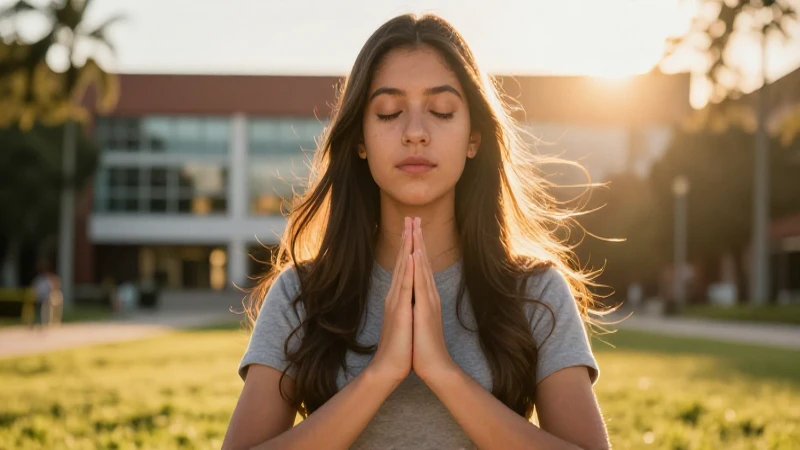 Joven mexicano en meditación bajo luz dorada
