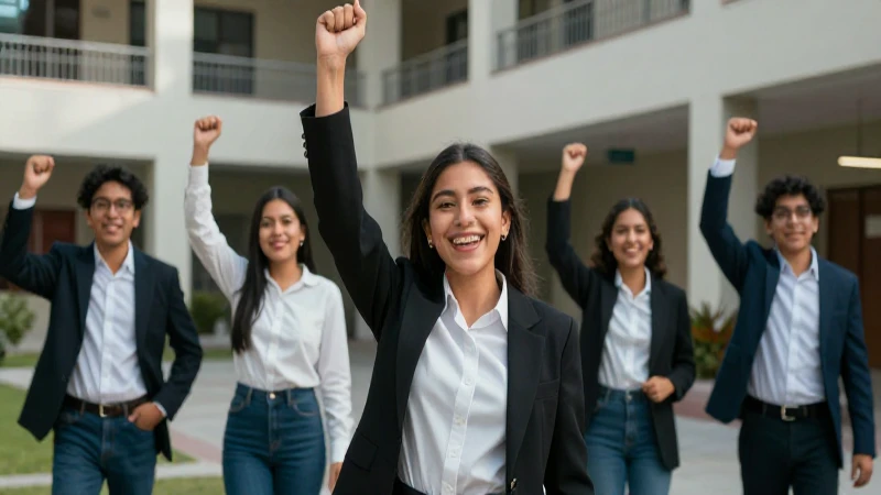 Estudiante mexicano celebra éxito en campus moderno