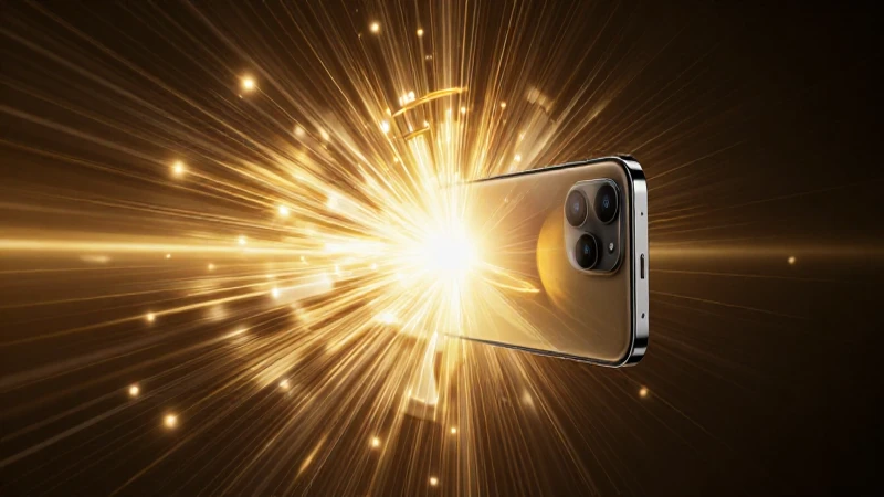 Smartphone con luz dorada rompiendo la barrera