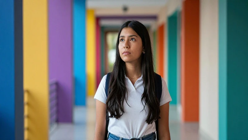 Estudiante mexicano diverso en moderno pasillo universitario