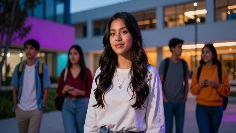 Estudiante mexicano en campus vibrante