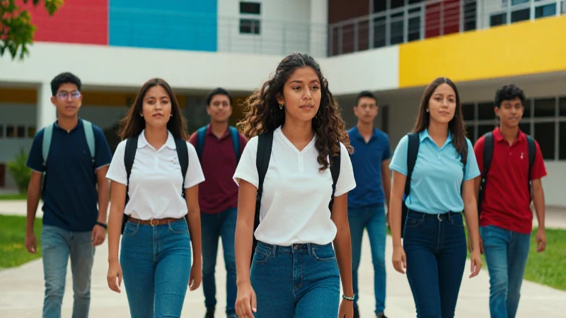 Jóvenes mexicanos dinámicos en campus vibrante
