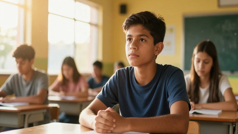Estudiante mexicano lleno de potencial bajo luz dorada