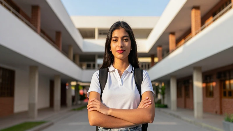 Joven estudiante mexicano en campus con luz dorada