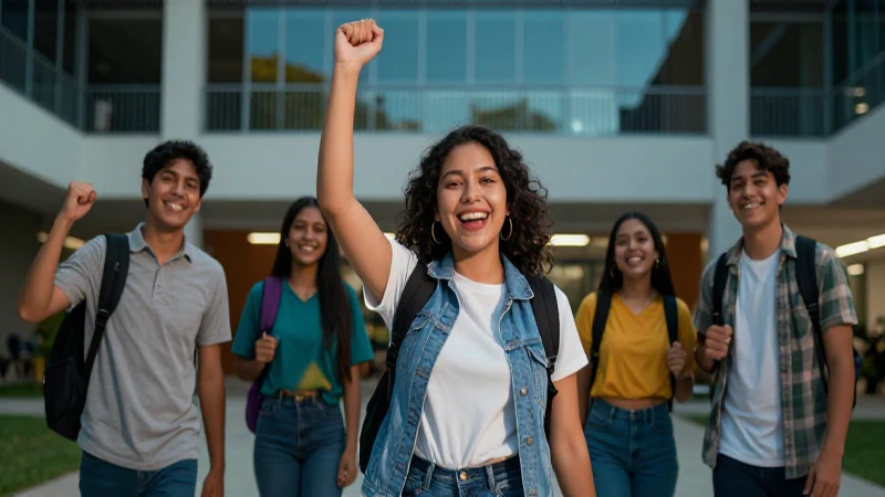 Estudiante mexicano celebra éxito en campus vibrante