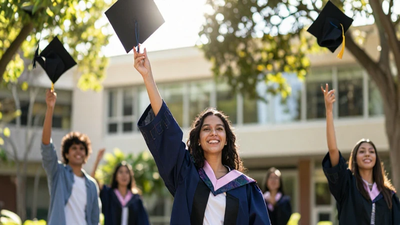 Joyosa graduada lanza su gorro triunfal
