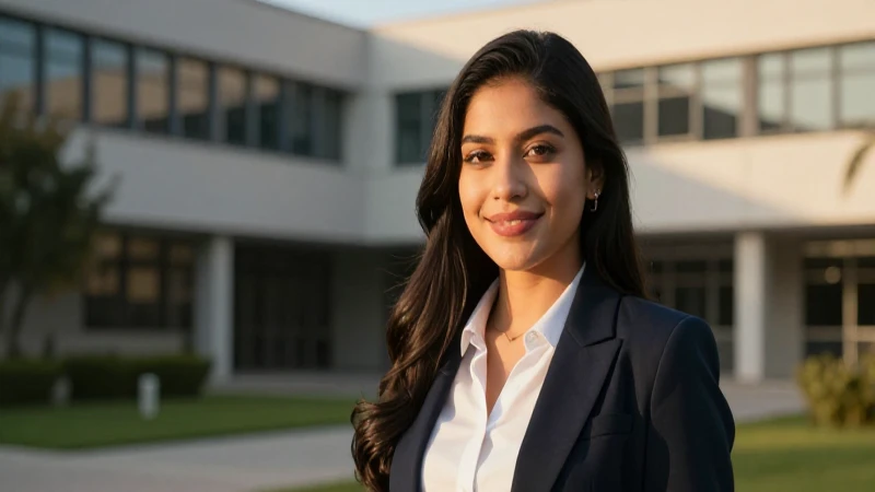 Joven académica mexicana profesional en luz dorada