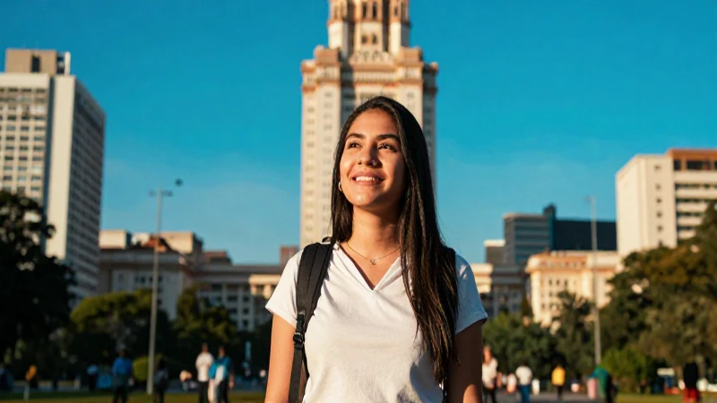 Estudiante mexicano en Buenos Aires con iluminación cinematográfica