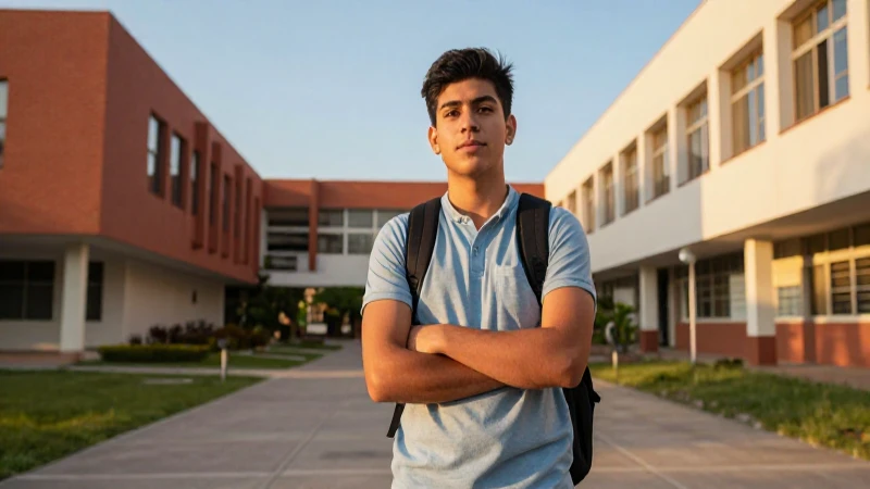 Joven estudiante mexicano inspira futuro en el campus vibrante