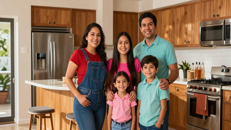Familia mexicana moderna y vibrante en casa