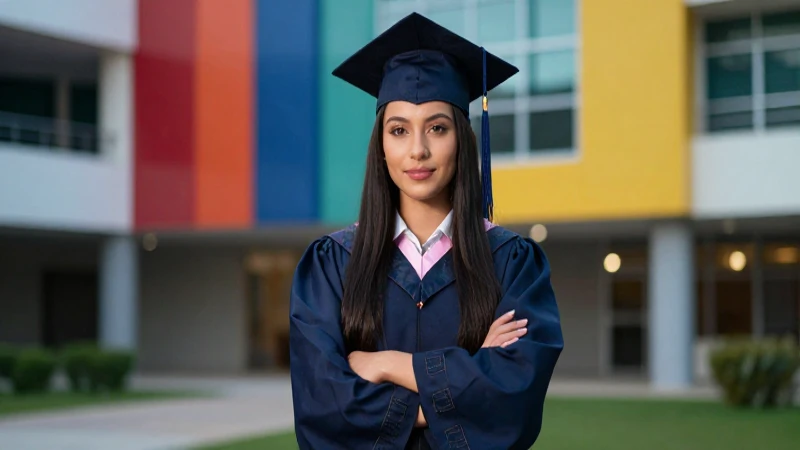 Graduado mexicano confiado en campus moderno