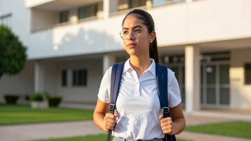 Estudiante mexicano vibrante en universidad moderna