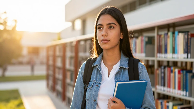 Estudiante mexicana enfocada, buscando éxito académico