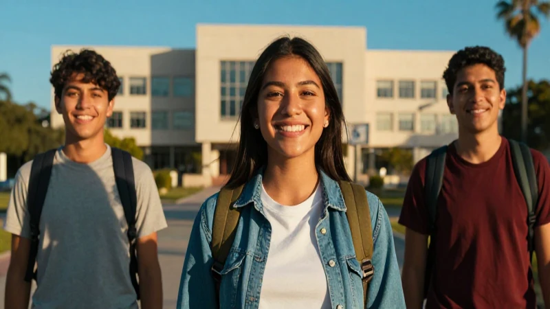 Estudiante mexicano sonríe en campus vibrante