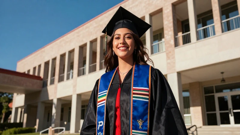 Ilustración digital vibrante de graduado mexicano