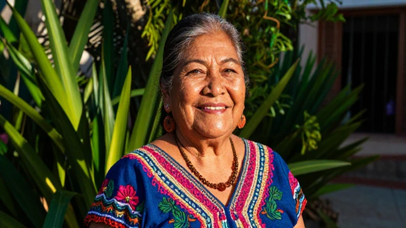 Mujer mexicana mayor vibrante, segura y brillante