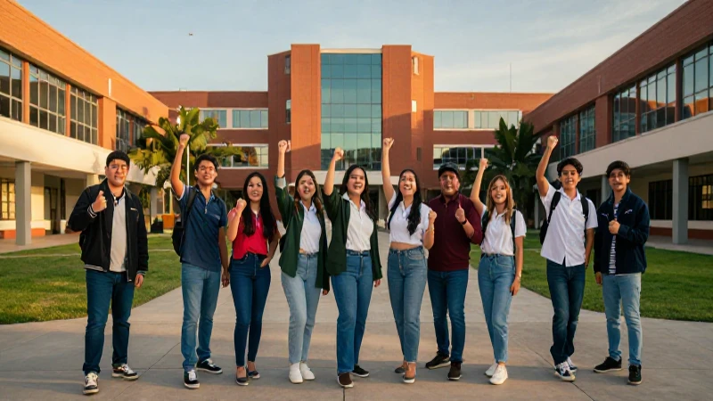 Estudiantes mexicanos celebrando éxito universitario