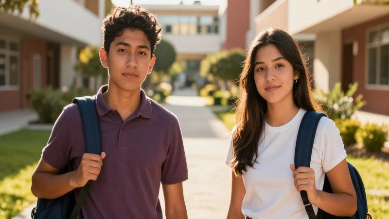 Retrato vibrante de estudiantes mexicanos con luz dorada