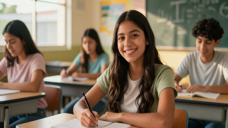 Estudiantes mexicanos sonrientes en un aula vibrante