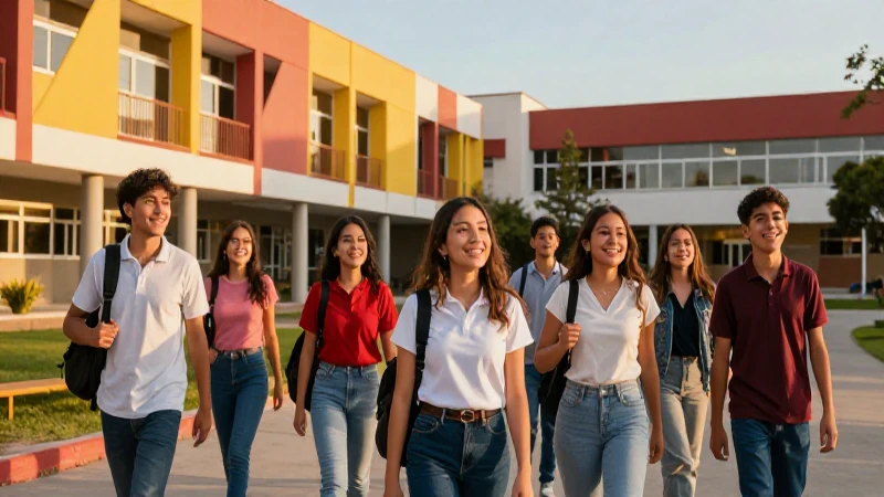 Estudiantes mexicanos felices y oportunidades académicas en un campus vibrante