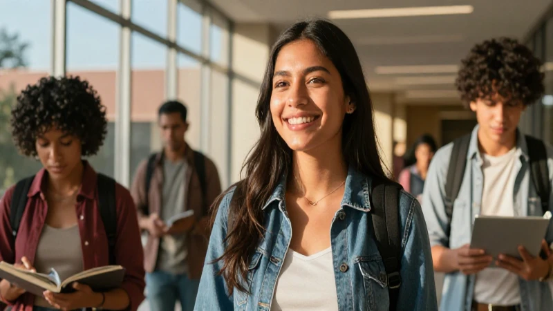 Joven mexicano exitoso en campus moderno