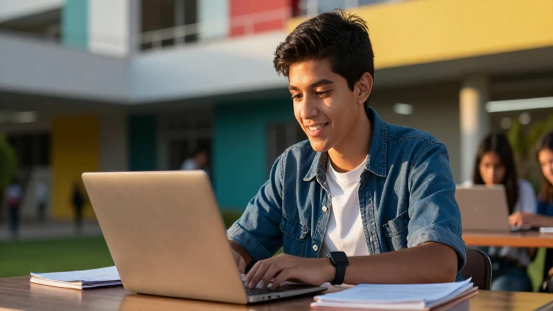 Estudiante mexicano estudia en la universidad