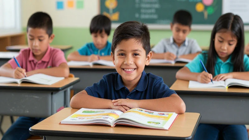 Estudiante mexicano feliz triunfa en el aprendizaje