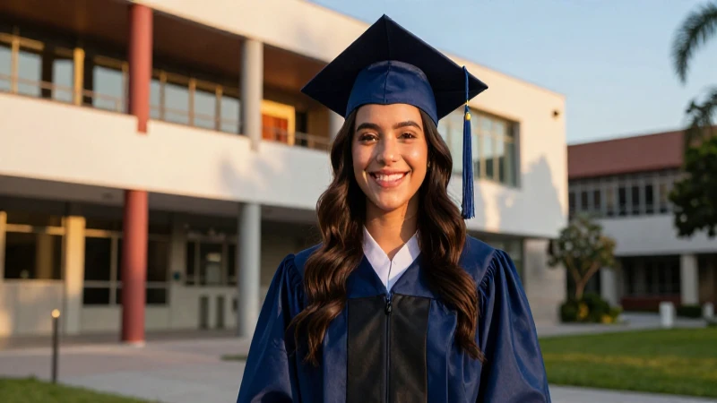 Estudiante mexicano sonríe en campus vibrante