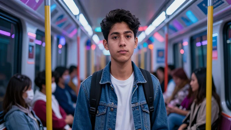 Estudiante mexicano futurista en vibrante imagen